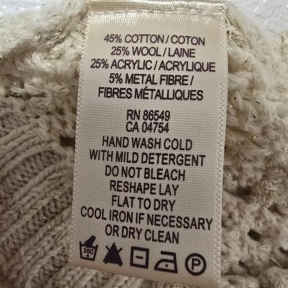 Tommy Bahama Womens Open Knit Beach Sweater XS Ivory Metallic Wool Blend Travel - Picture 6 of 9